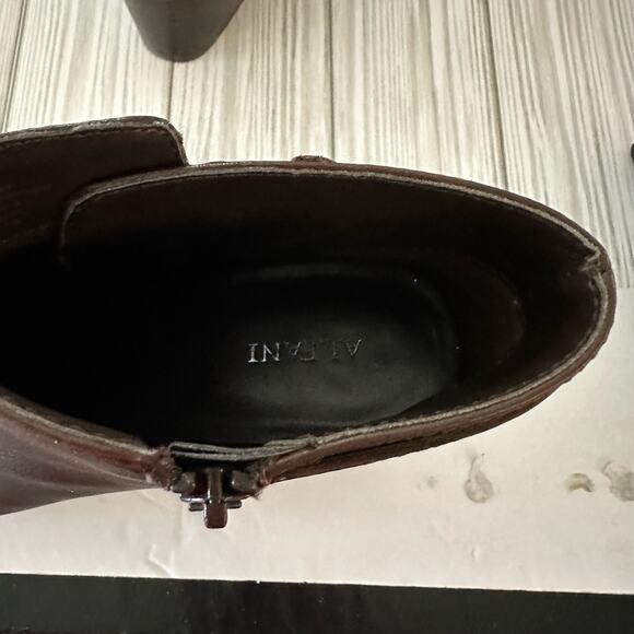 Alfani Womens 6M Adisonn Ankle Boots Booties Brown Leather Side Zip Buckle - Picture 9 of 11